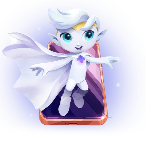 Fable, the Fabulous companion, flying out of a phone